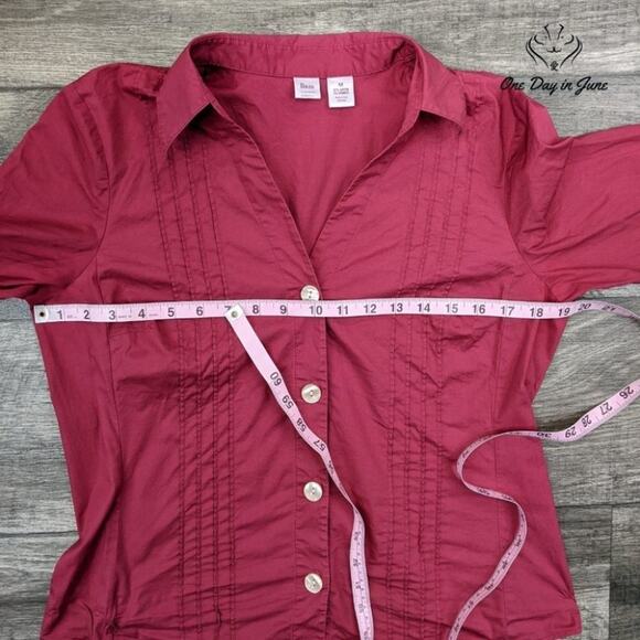 Bass Long Sleeve Stretch Button Down Top Size M - Picture 3 of 5